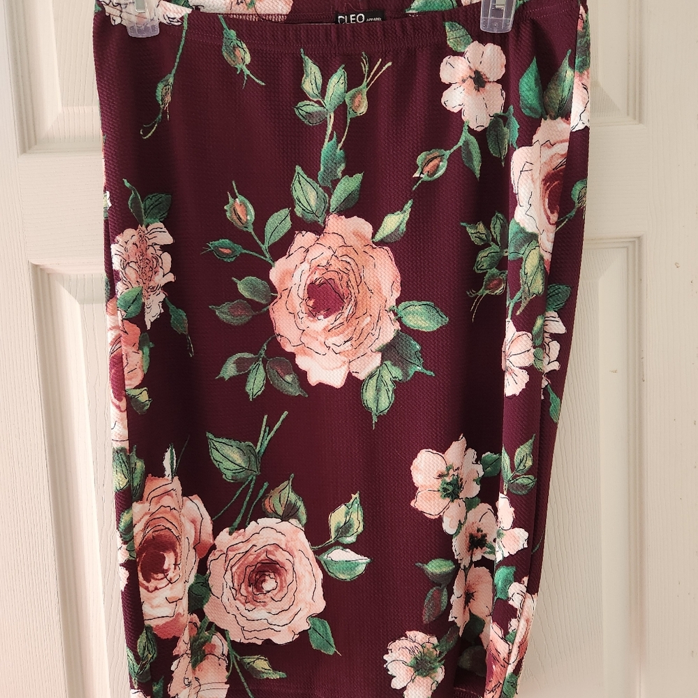 CLEO colorful maroon skirt.